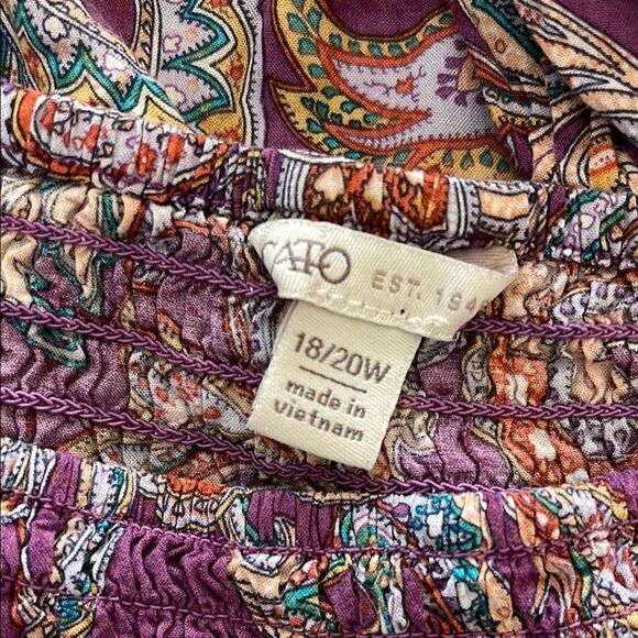 Cato silky soft elastic collar Blouse ruffles bell sleeves in Purple and Pink - Picture 5 of 6